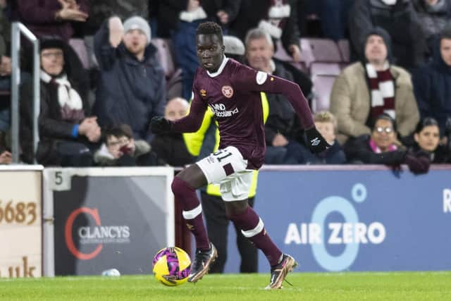 Hearts' Garang Kuol made his debut on Friday night against St Mirren.