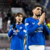 Rangers defender Leon Balogun applauds the travelling fans after the 1-0 win over Hearts at Tynecastle. (Photo by Alan Harvey / SNS Group)