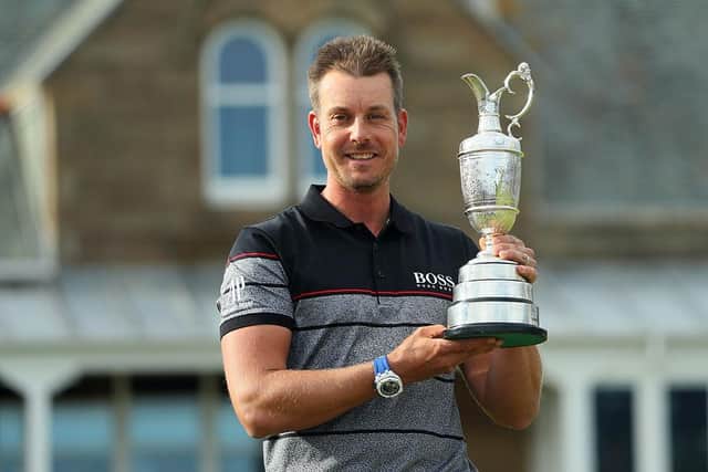 Henrik Stenson poses with the Claret Jug after winning the 2016 Open at Royal Troon. Picture: Andrew Redington/Getty Images.