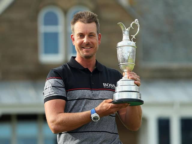 Henrik Stenson poses with the Claret Jug after winning the 2016 Open at Royal Troon. Picture: Andrew Redington/Getty Images.