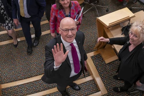 John Swinney in the main chamber after being voted in as First Minister