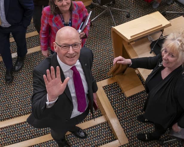 John Swinney in the main chamber after being voted in as First Minister