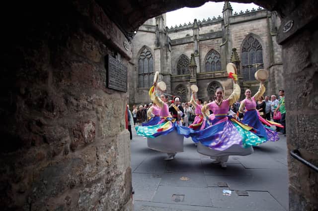 Dancers on the Royal Mile in Edinburgh. Picture: Claudine Quinn