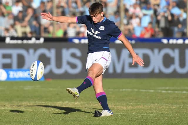 Ross Thompson in action for Scotland during the summer tour of Argentina. (Photo by Ross MacDonald / SNS Group)