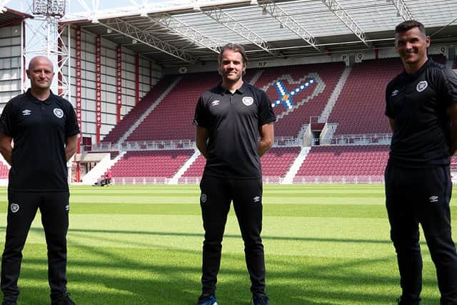 Gordon Forrest, left, and Lee McCulloch, right, join Robbie Neilson at Hearts. Pic: Heart of Midlothian FC