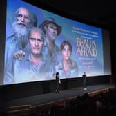 LONDON, ENGLAND - APRIL 27: Anna Bogutskaya and director Ari Aster on stage during the London Q&A screening of "Beau is Afraid" at Picturehouse Central Cinema on April 27, 2023 in London, England. In UK cinemas 19 May 2023. (Photo by Eamonn M. McCormack/Getty Images for Sony Pictures Releasing UK)