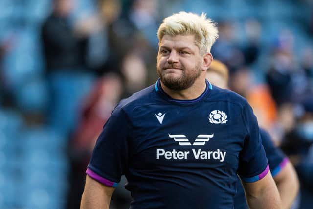 Oli Kebble played at tighthead for Scotland during the Autumn Nations Series. (Photo by Ross MacDonald / SNS Group)