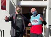 Simon Williams with Ian Rankin having just completed the Meadows virtual 10k.