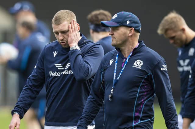 Gregor Townsend (right) and Finn Russell won't be working together this autumn.