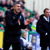 Hibs manager Nick Montgomery encourages his players during the goalless draw with Celtic.  (Photo by Craig Williamson / SNS Group)