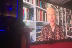 Annie gives her video acceptance speech at the MBCC awards.