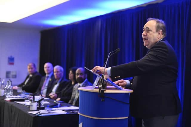 Alex Salmond at his ALBA Party Spring Conference at Hampden. (Picture credit: John Devlin)