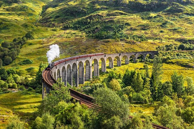 The Jacobite crossing the Glenfinnan viaduct. (Photo by Getty Images)