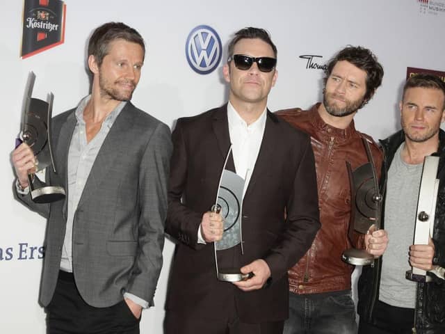 (L-R) Howard Donald, Robbie Williams, Mark Owen and Gary Barlow of Take That (Photo: Andreas Rentz/Getty Images)