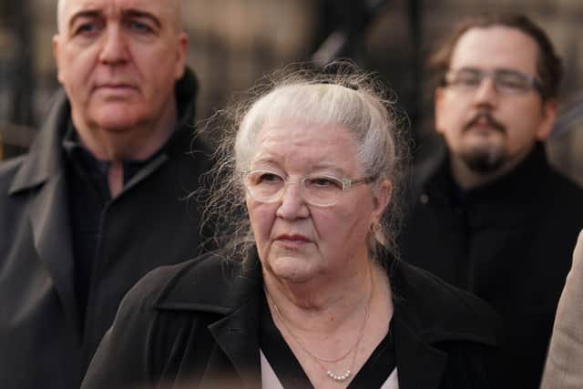 Margaret Caldwell, mother of murder victim Emma Caldwell, outside Bute House following a meeting with First Minister Humza Yousaf. Picture: PA