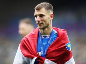 Borna Barisic of Rangers is seen during the Scottish Premiership match between Rangers and Aberdeen on May 15, 2021 in Glasgow, Scotland.  (Photo by Ian MacNicol/Getty Images)