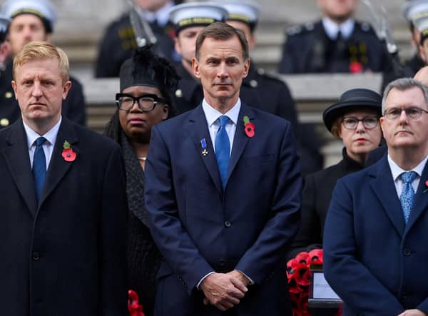 Chancellor of the Exchequer Jeremy Hunt attends the Remembrance Sunday ceremony at the Cenotaph. Picture: Toby Melville - WPA Pool/Getty Images