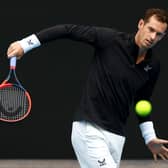 Andy Murray plays a backhand slice during a training session ahead of the 2024 Australian Open at Melbourne Park. (Photo by Graham Denholm/Getty Images)