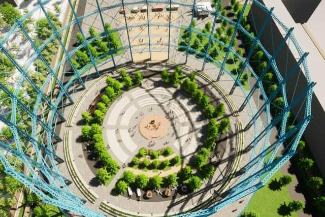 A new Gasholder Park is proposed to be created on Edinburgh's waterfront in the next few years. Image: Tetra Tech