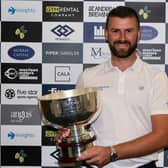 John Henry shows off the trophy after winning the Tartan Pro Tour's St Andrews Classic presented by Fugro. Picture: Tartan Pro Tour