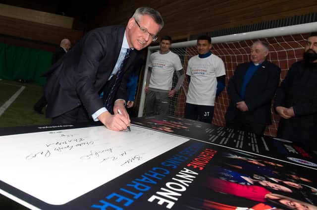 Rangers managing director Stewart Robertson, pictured launching the ‘Everyone, Anyone’ Rangers fan charter in February, has condemned racist abuse of striker Alfredo Morelos. (Photo by Alan Harvey / SNS Group)