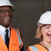 Liz Truss and Chancellor of the Exchequer Kwasi Kwarteng  visit a construction site for a medical innovation campus in Birmingham