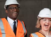 Liz Truss and Chancellor of the Exchequer Kwasi Kwarteng  visit a construction site for a medical innovation campus in Birmingham