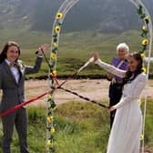 Teri Lou-Fox, 23, wed wife Sammy Fox, 25, with an outdoor humanist ceremony at the foot of Buchaille Etive Mor, Glen Coe, Highlands.