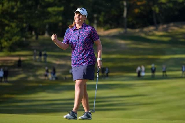 Gemma Dryburgh celebrates winning the TOTO Japan Classic at Seta Golf Course in Shiga. Picture: Yoshimasa Nakano/Getty Images.