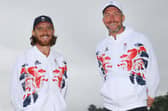 Tommy Fleetwood and his caddie Ian Finnis pose for a photo to mark the official announcement of the Team GB golf team for the Tokyo 2020 Olympic Games. Picture: Andrew Redington/Getty Images for British Olympic Association.
