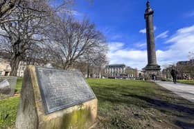 The replacement plaque installed at the Melville Monument in Edinburgh's St Andrew Square (Picture: Lisa Ferguson)