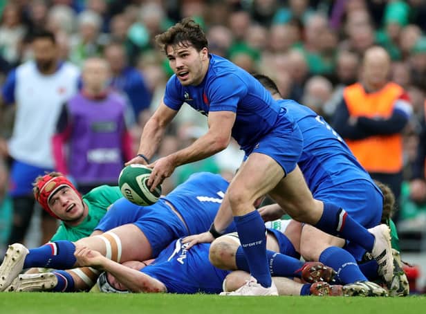France captain Antoine Dupont in action during the defeat to Ireland in Dublin two weeks ago. (Photo by David Rogers/Getty Images)