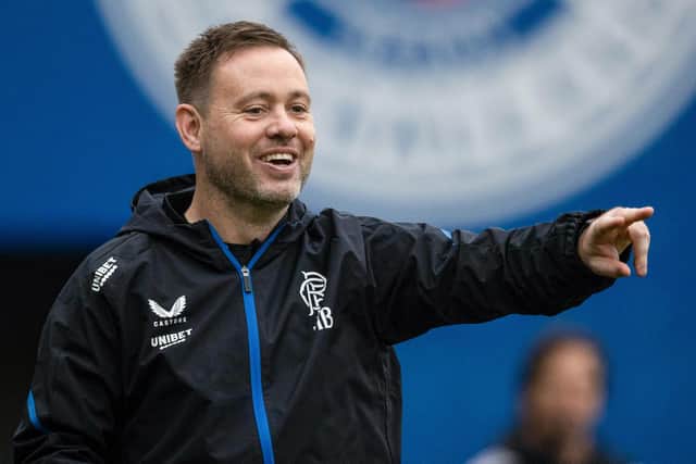 New manager Michael Beale during a Rangers training session at Auchenhowie. (Photo by Craig Williamson / SNS Group)