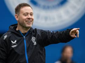 New manager Michael Beale during a Rangers training session at Auchenhowie. (Photo by Craig Williamson / SNS Group)