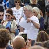 Paddy Hogg addresses the Saving Scotland rally outside the Scottish Parliament. Picture: Lisa Ferguson