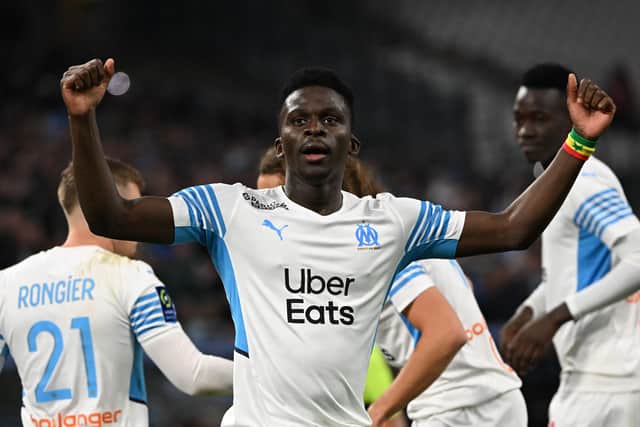 Marseille's Senegalese forward Bamba Dieng has reportedly been scouted by Celtic. (Photo by CHRISTOPHE SIMON/AFP via Getty Images)