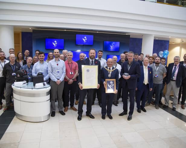 The Lord Provist with the Queen's Award for Enterprise - Innovation presented to Leonardo UK Radar and Advanced Targeting