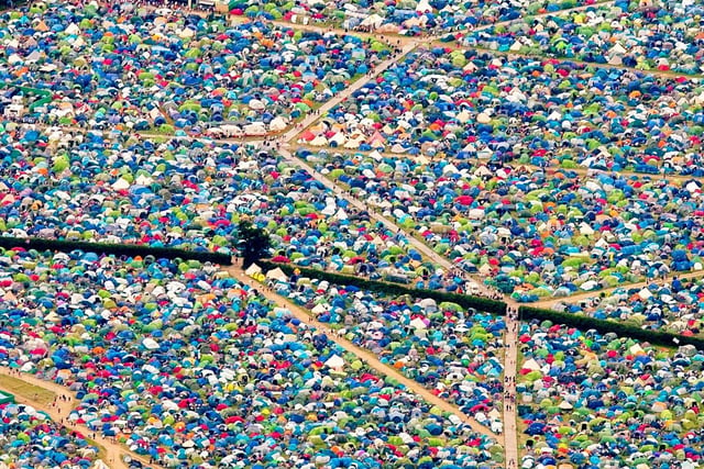 More than 200,000 festival-goers - and their tents - are at Worthy Farm in Somerset for the festival