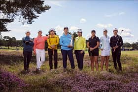 Defending champion Ashleigh Buhai, centre, with Jiyai Shin, Steph Kyriacou, Atthaya Thitikul, Kokona Sakuri, Lauren Coughlin, Linn Grant and Yu Liu at a photo shoot at Walton Heath for this week's AIG Women’s Open. Picture: The R&A.