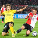 Celtic target Gustaf Lagerbielke (left) pictured in action for Elfsborg.  Photo by PIETER STAM DE YOUNG/EPA-EFE/Shutterstock (12339700j)