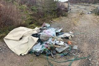 Piles of carpets and building materials were also found dumped on private land at Slochd summit, in the Cairngorms National Park.