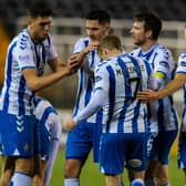 Kilmarnock players celebrate Rory McKenzie's opener in Wednesday's 1-1 draw with Morton. (Photo by Sammy Turner / SNS Group)