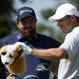 Rory McIlroy and Shane Lowry play in the pro-am prior to the Zurich Classic of New Orleans at TPC Louisiana. Picture: Chris Graythen/Getty Images.