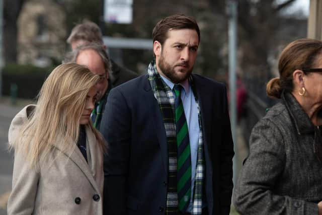 Ian Gordon, pictured at his father's memorial service on Tuesday, is now a board member at Hibs.