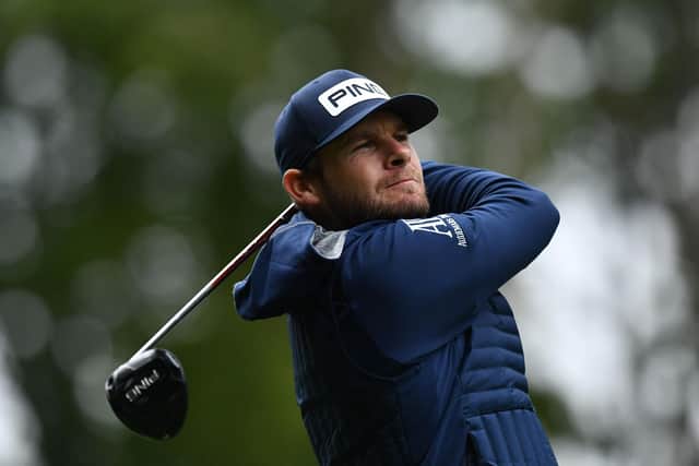 Tyrrell Hatton tees off at the third hole on day one of the BMW PGA Championship at Wentworth. Picture: Ben Stansall/AFP