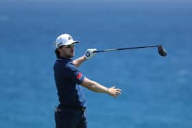 Connor Syme hits a wayward shot during the final round of the Gran Canaria Open at Meloneras Golf Club. Picture: Warren Little/Getty Images.