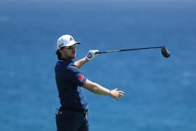 Connor Syme hits a wayward shot during the final round of the Gran Canaria Open at Meloneras Golf Club. Picture: Warren Little/Getty Images.