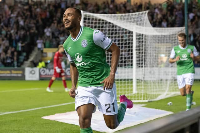 Jordan Obita scored his first Hibs goal in the 3-1 win over FC Luzern on Thursday.