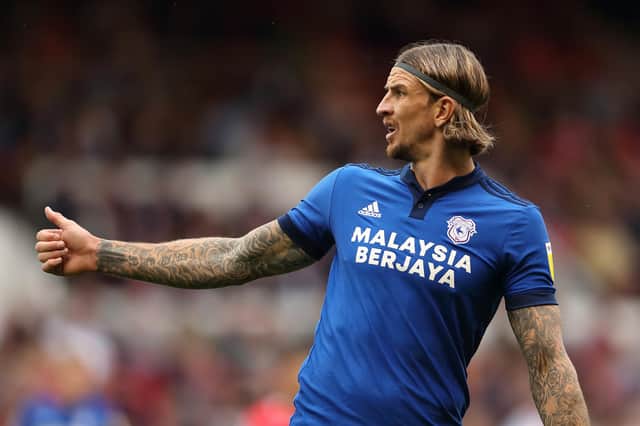 NOTTINGHAM, ENGLAND - SEPTEMBER 12: Aden Flint of Cardiff City during the Sky Bet Championship match between Nottingham Forest and Cardiff City at City Ground on September 11, 2021 in Nottingham, England. (Photo by James Williamson - AMA/Getty Images)