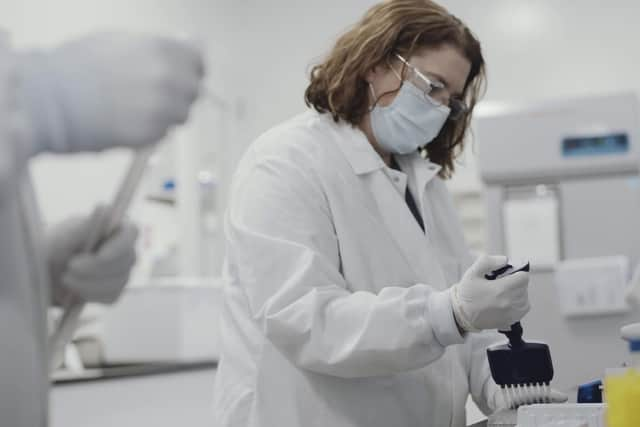 A scientist working on the Moderna coronavirus vaccine.